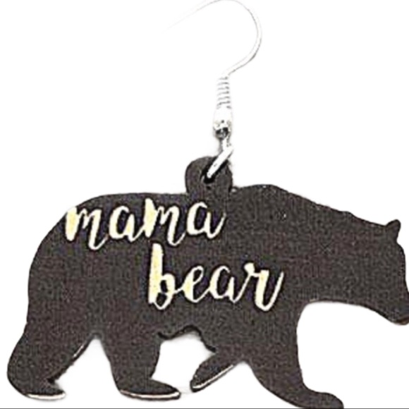 Mama Bear Fishhook Lightweight Wooden Earrings NWT - Picture 2 of 5